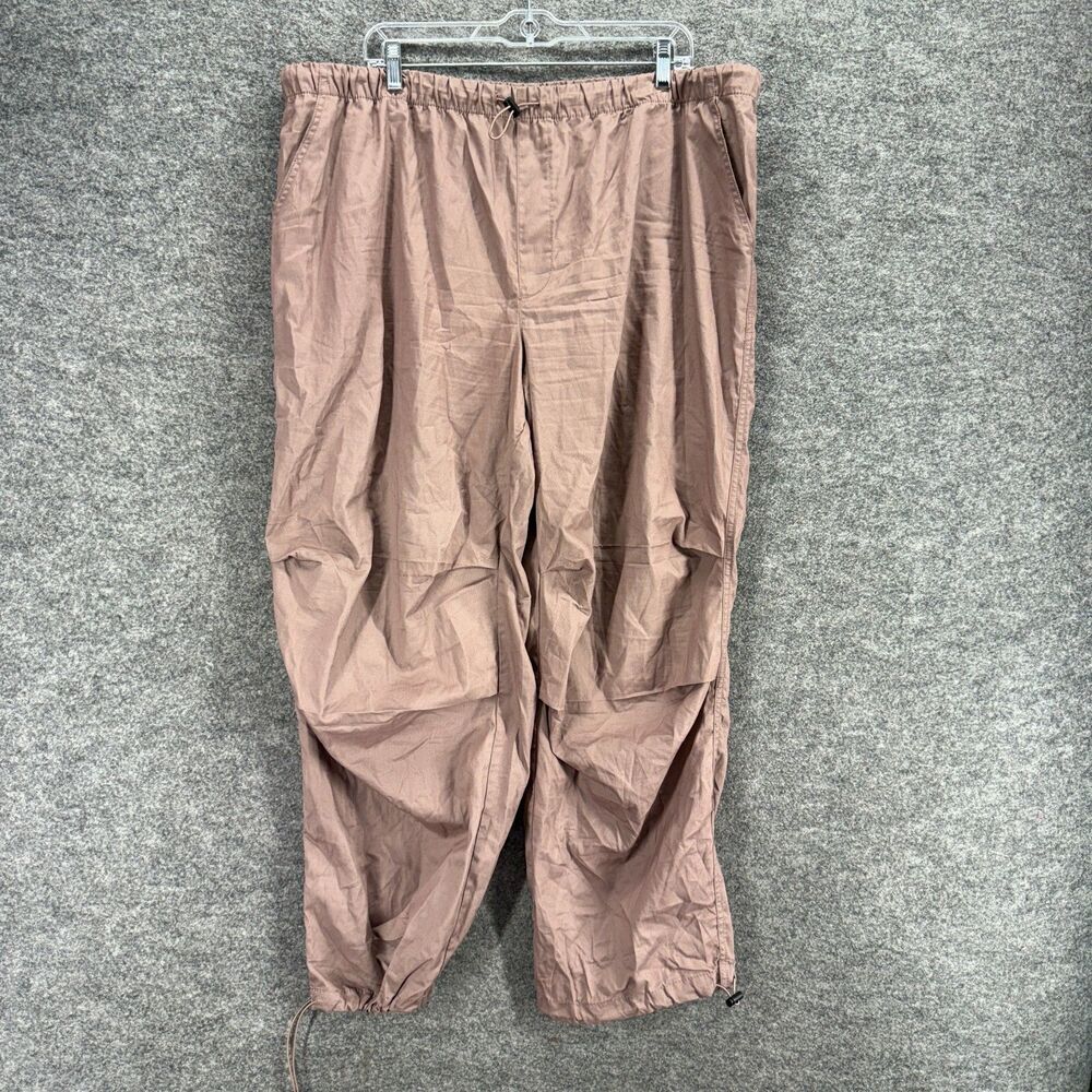 NoBo Pants Women 2XL Brown High Rise Flat Front Jogger Drawstring Cotton Casual
